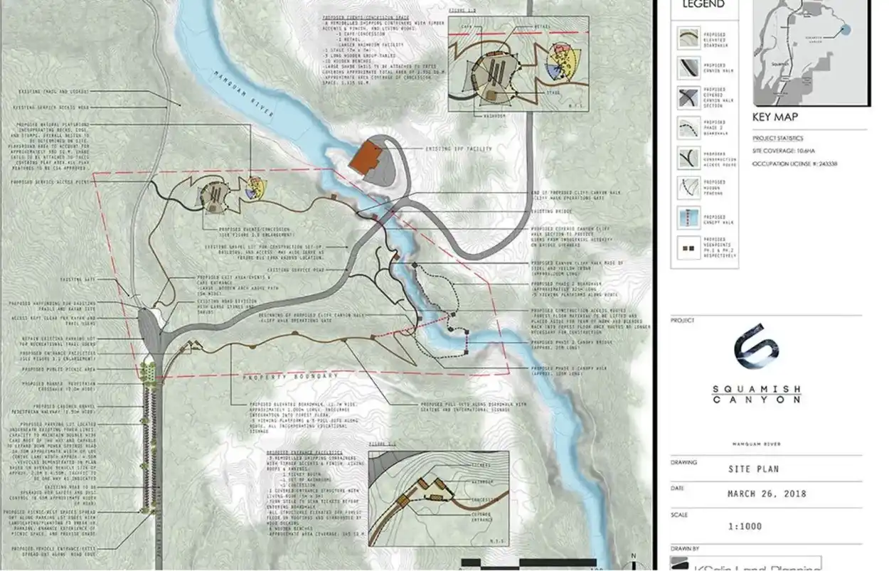 Landscape site plan for Squamish Canyon along the Mamquam River